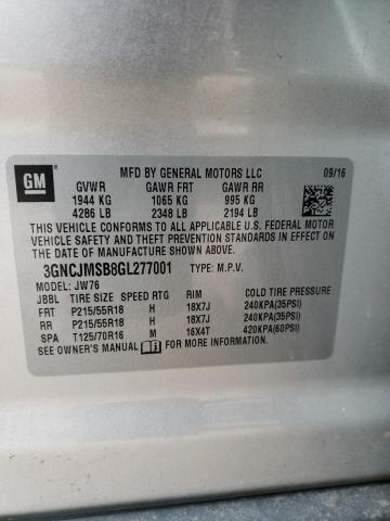 2016 CHEVROLET TRAX LTZ 3GNCJMSB8GL277001