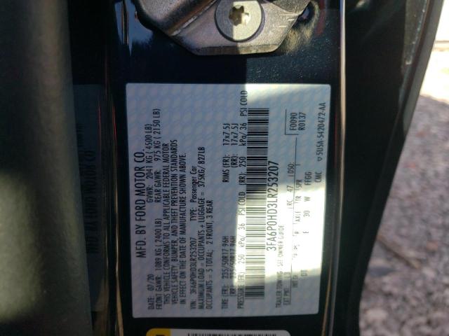 3FA6P0HD3LR253207 FORD FUSION 2020