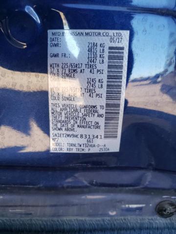 2017 NISSAN ROGUE SV H 5N1ET2MV9HC831341