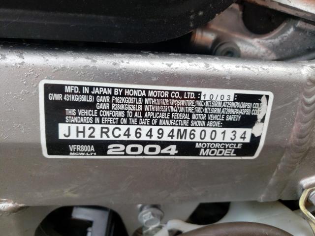 2004 HONDA VFR800 A JH2RC46494M600134
