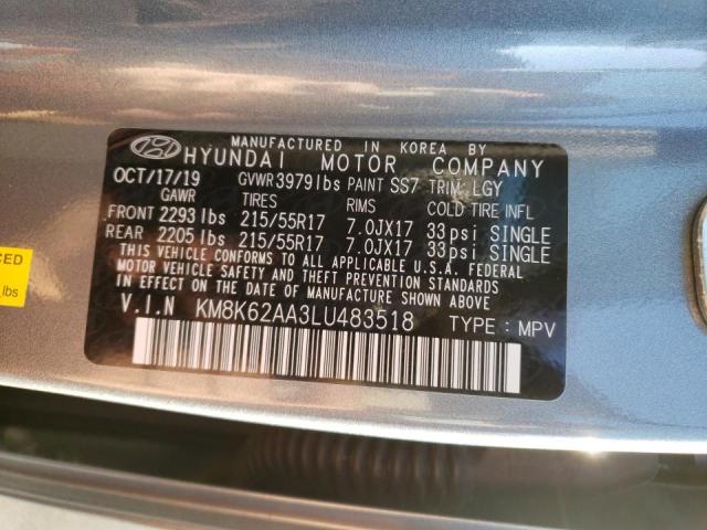 2020 HYUNDAI KONA SEL P KM8K62AA3LU483518