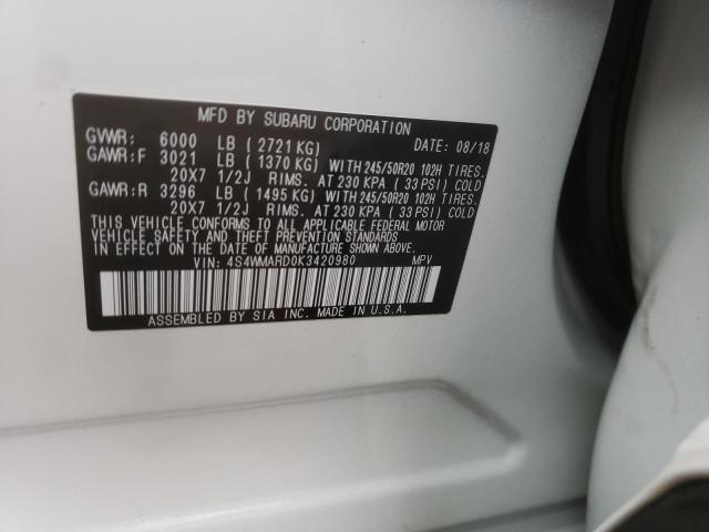 2019 SUBARU ASCENT TOU 4S4WMARD0K3420980