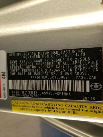 2011 TOYOTA CAMARY 4T4BF3EK8BR160062