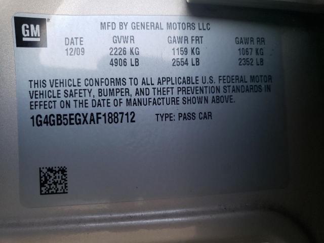 2010 BUICK LACROSSE C 1G4GB5EGXAF188712