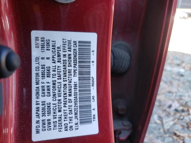 2010 HONDA INSIGHT LX JHMZE2H50AS018961