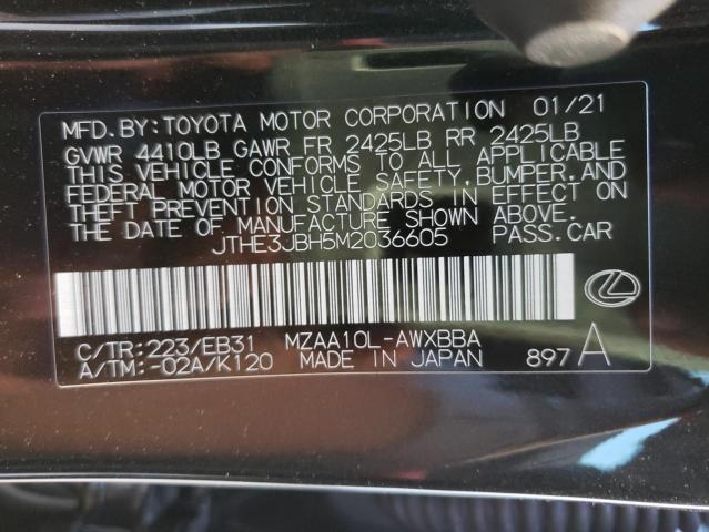 2021 LEXUS UX 200 JTHE3JBH5M2036605