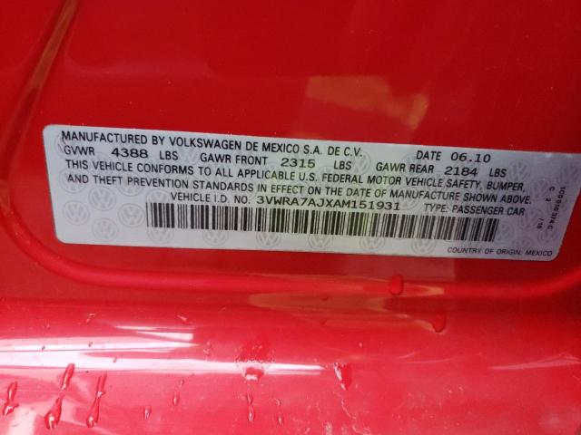 2010 VOLKSWAGEN JETTA WOLF 3VWRA7AJXAM151931