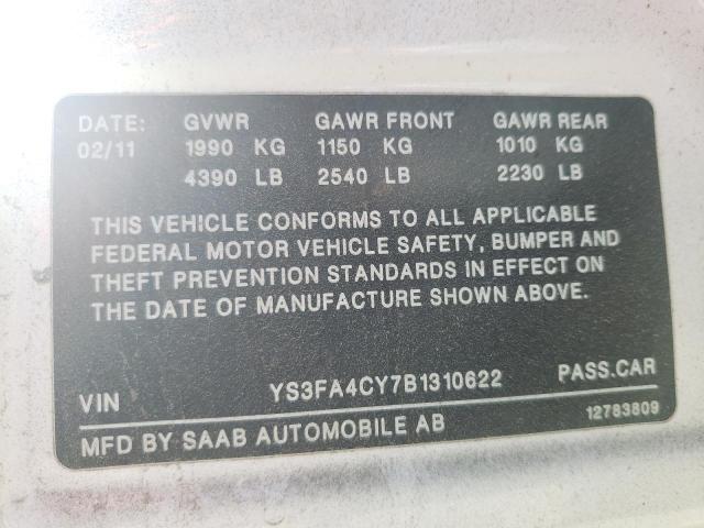 2011 SAAB 9-3 TURBOX YS3FA4CY7B1310622