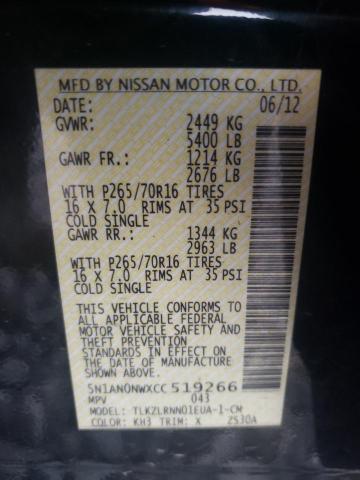 2012 NISSAN XTERRA OFF 5N1AN0NWXCC519266