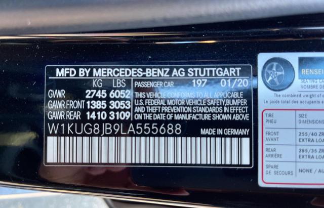 2020 MERCEDES-BENZ S 63 AMG 4 W1KUG8JB9LA555688