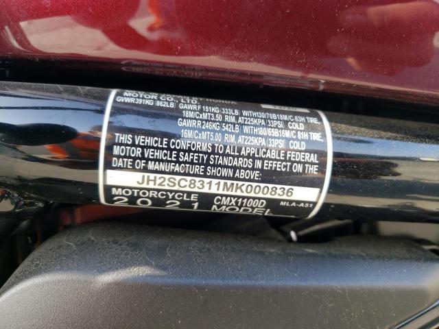 2021 HONDA CMX1100 D JH2SC8311MK000836