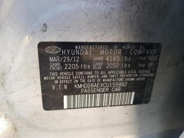 2012 HYUNDAI ELANTRA TO KMHDB8AEXCU155992
