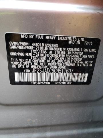 2016 SUBARU FORESTER JF2SJADC9GH511607