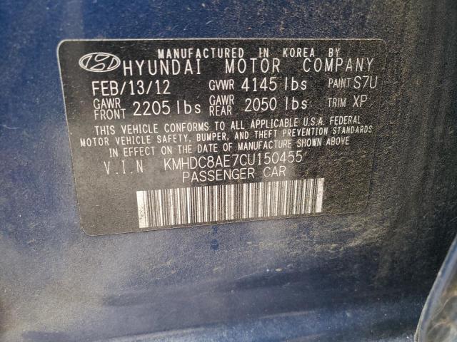 2012 HYUNDAI ELANTRA TO KMHDC8AE7CU150455