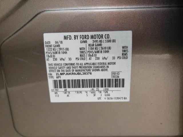 2018 LINCOLN MKX SELECT 2LMPJ6KR9JBL38376