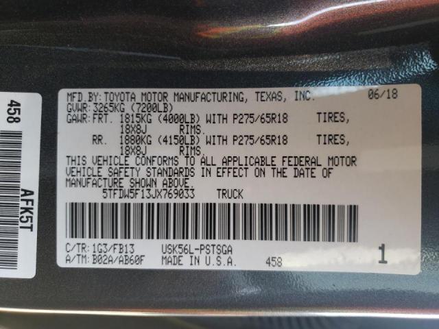2018 TOYOTA TUNDRA SR5 5TFDW5F13JX769033