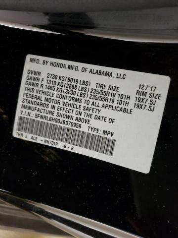 2018 HONDA ODYSSEY EL 5FNRL6H90JB070959