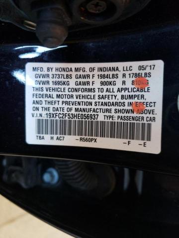 19XFC2F53HE056937 Honda Civic Lx 2017. Фото: 9