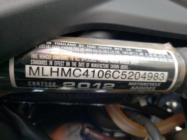 2012 HONDA CBR250 R MLHMC4106C5204983