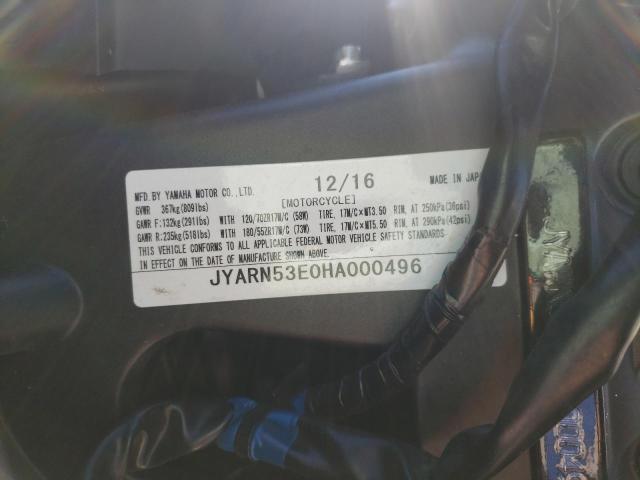 2017 YAMAHA FZ09 JYARN53E0HA000496
