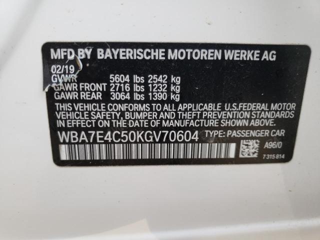 2019 BMW 740 XI WBA7E4C50KGV70604