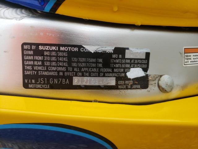 2001 SUZUKI GSX-R600 JS1GN7BA812103469