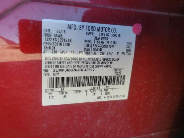 2018 LINCOLN MKX SELECT 2LMPJ6KR6JBL40912