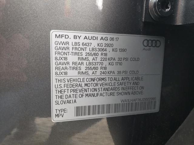 VIN WA1LHAF76JD002985 2018 Audi Q7, Premium Plus no.10