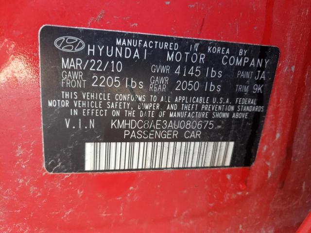 2010 HYUNDAI ELANTRA TO KMHDC8AE3AU080675