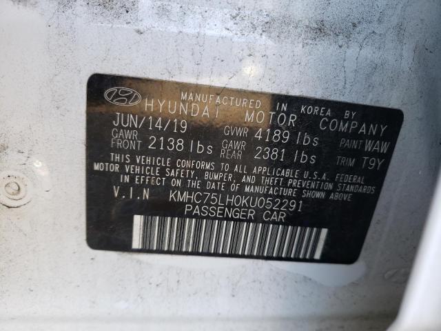 2019 HYUNDAI IONIQ KMHC75LH0KU052291