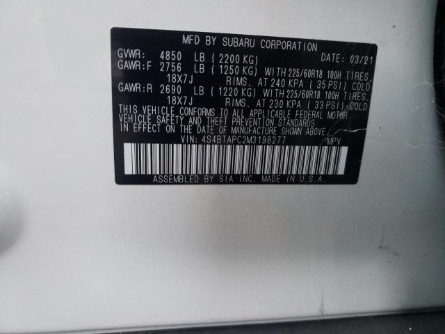2021 SUBARU OUTBACK TO 4S4BTAPC2M3198277