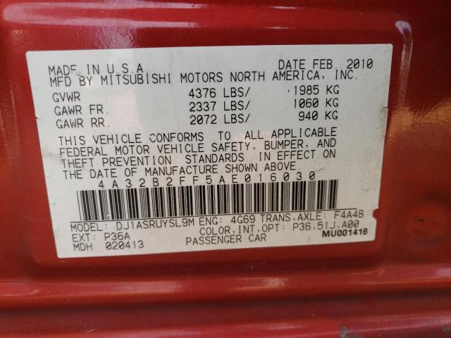 2010 MITSUBISHI GALANT FE 4A32B2FF5AE016030
