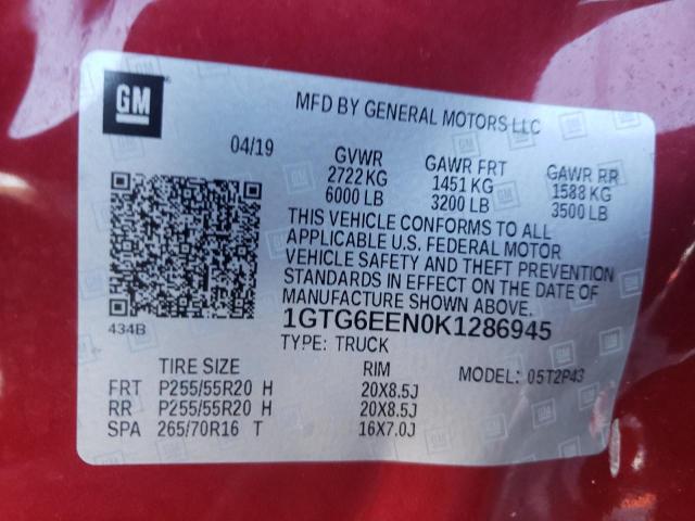2019 GMC CANYON DEN 1GTG6EEN0K1286945
