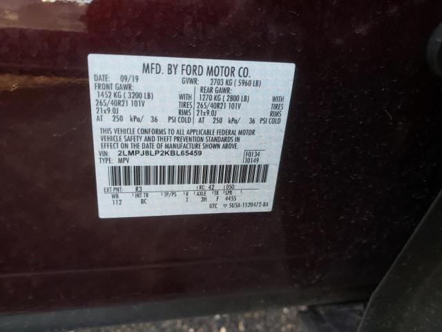 2019 LINCOLN NAUTILUS R 2LMPJ8LP2KBL65459
