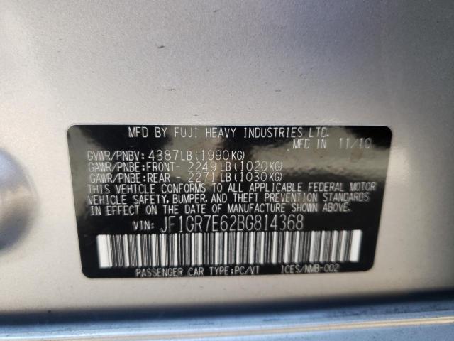 2011 SUBARU IMPREZA WR JF1GR7E62BG814368
