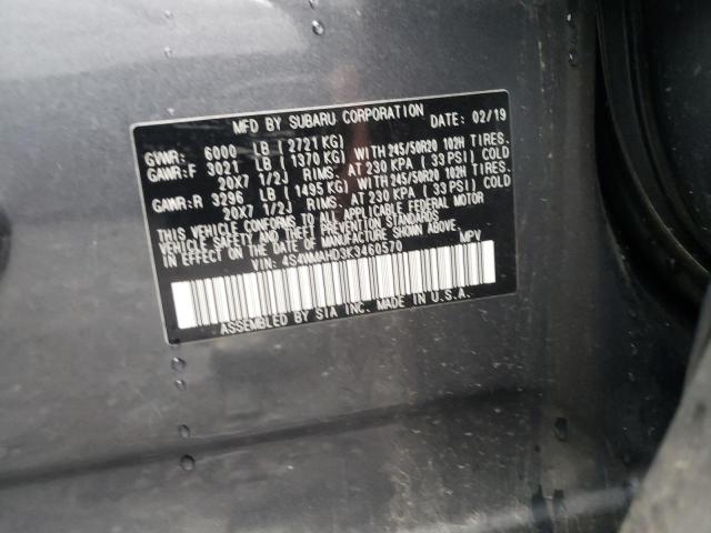 2019 SUBARU ASCENT PRE 4S4WMAHD3K3460570
