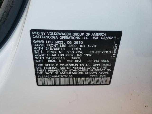 2021 VOLKSWAGEN ATLAS S 1V2AP2CA9MC575135