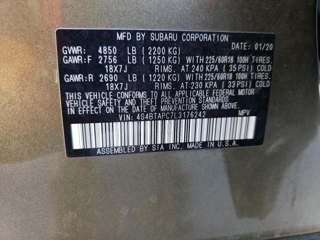 2020 SUBARU OUTBACK TO 4S4BTAPC7L3176242