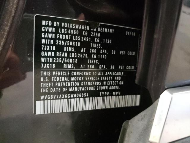 2016 VOLKSWAGEN TIGUAN S - WVGBV7AX6GW606954