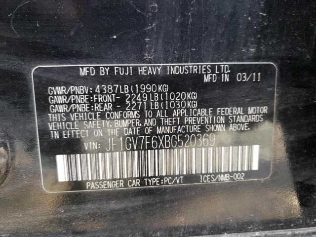 2011 SUBARU IMPREZA WR JF1GV7F6XBG520369