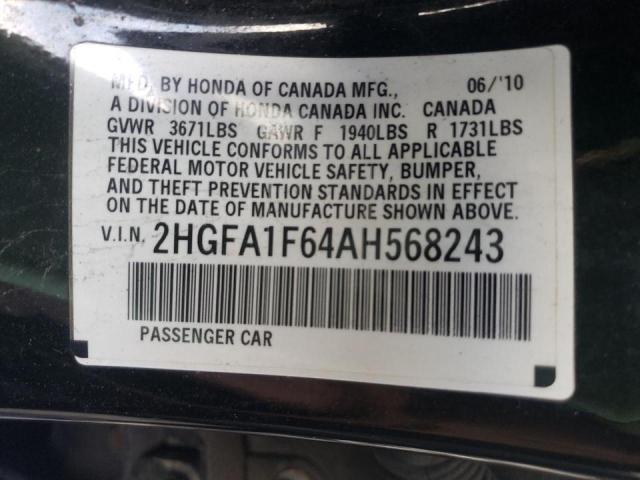 2010 HONDA CIVIC LX-S 2HGFA1F64AH568243