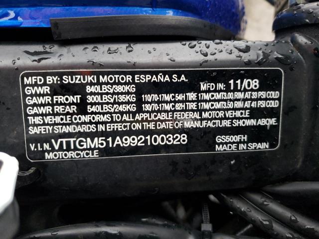 2009 SUZUKI GS500 VTTGM51A992100328
