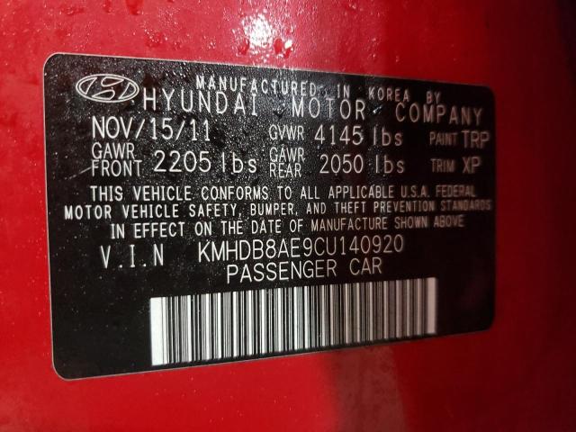 2012 HYUNDAI ELANTRA TO KMHDB8AE9CU140920
