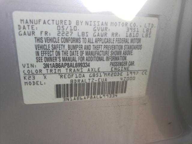 3N1AB6AP8AL699334 Nissan Sentra 2.0 2010. Фото: 9