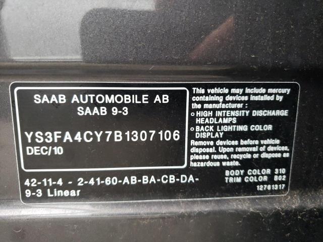 2011 SAAB 9-3 2.0T YS3FA4CY7B1307106