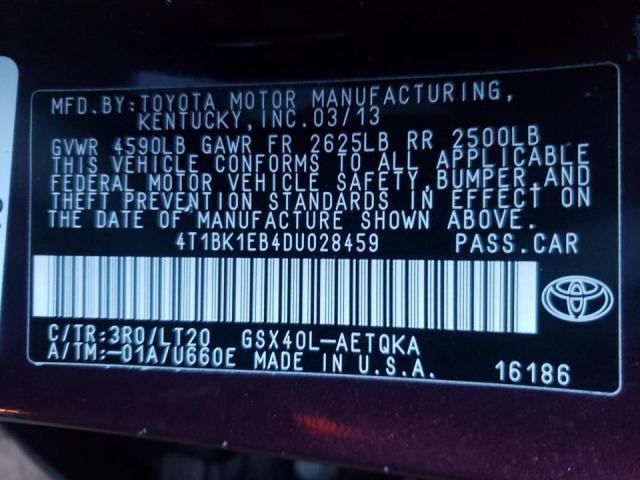 2013 TOYOTA AVALON BAS 4T1BK1EB4DU028459