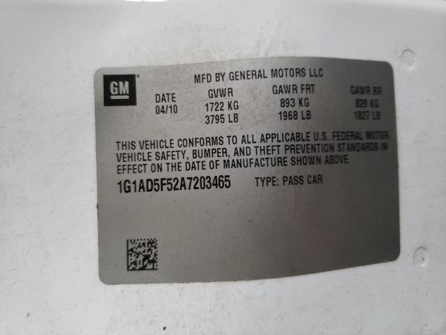 2010 CHEVROLET COBALT 1LT 1G1AD5F52A7203465