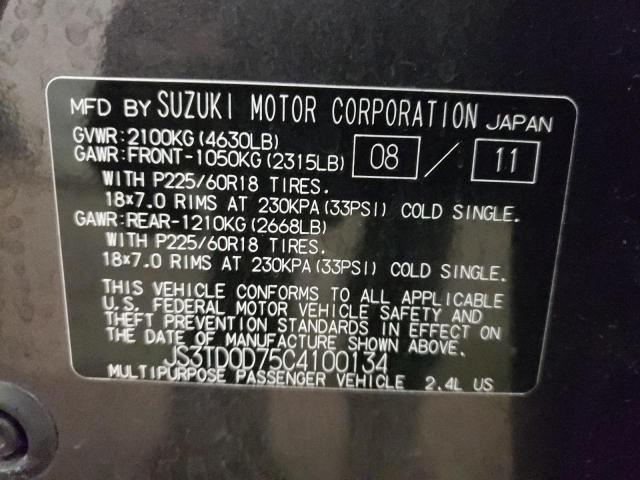 2012 SUZUKI GRAND VITA JS3TD0D75C4100134