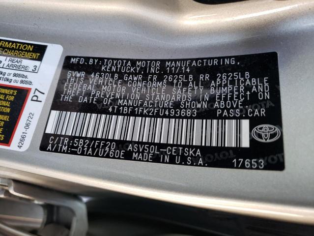 2015 TOYOTA CAMRY LE 4T1BF1FK2FU493683