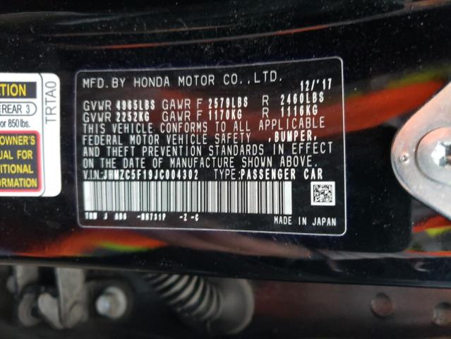 2018 HONDA CLARITY JHMZC5F19JC004302